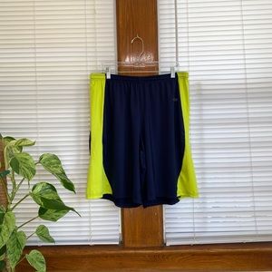 Game Time Men's Size XL Navy Blue Yellow Shorts Activewear Athletic Drawstring